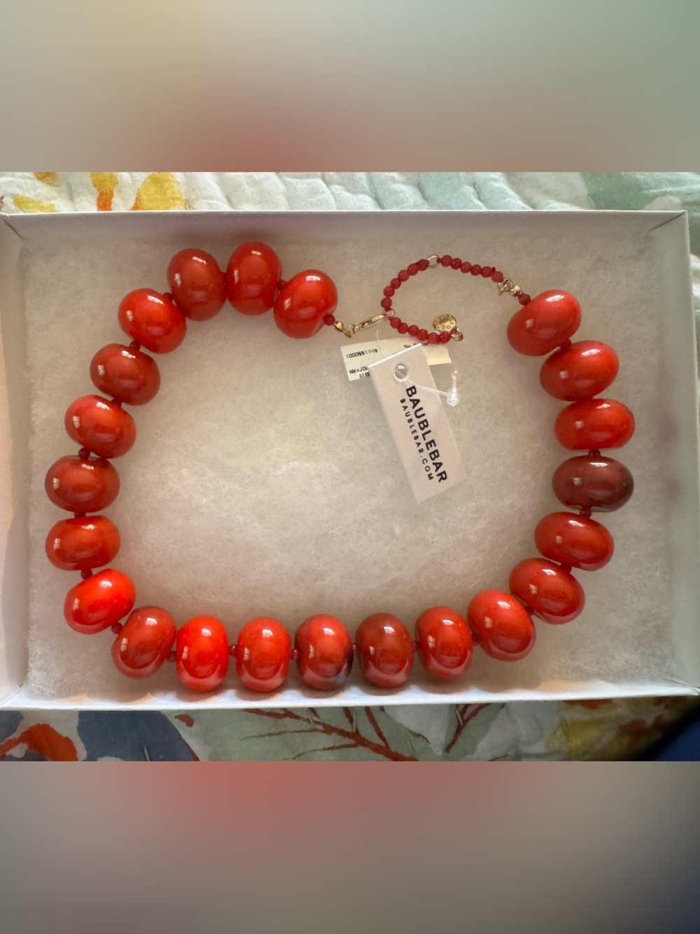 BaubleBar Glossy Red Chunky Beaded Collar Necklace